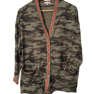 PJ Salvage Camo Cardigan | Button Front Cozy Lounge Sweater